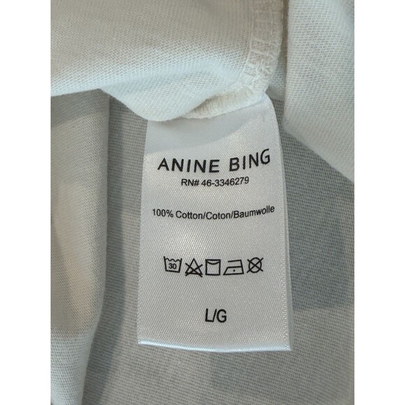 Anine Bing Lili Walk With Me Tee Women’s Size L Ivory Graphic Crew Neck Logo - Picture 8 of 12